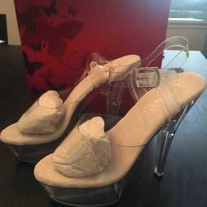 Pleaser Kiss 208 Clear platform + 6" heel Size 9M